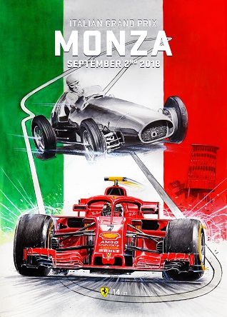 ITALY MONZA 2018 F1 FERRARI GRAND PRIX RACE POSTER COVER ART